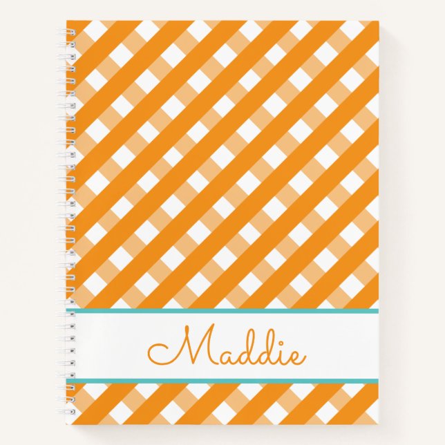 Cute Gingham Personalised Spiral Notebook (Front)