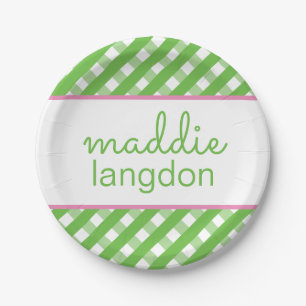 Cute Gingham Personalized Party Plates