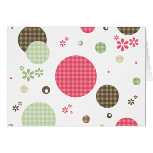 Cute Gingham Polka Dots With Retro Daisy Flowers