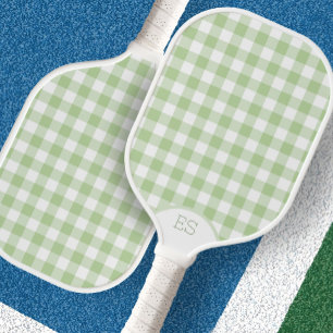 Cute gingham preppy green pickleball paddle