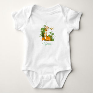 Cute Giraffe Alphabet Letter G Floral Baby Bodysuit