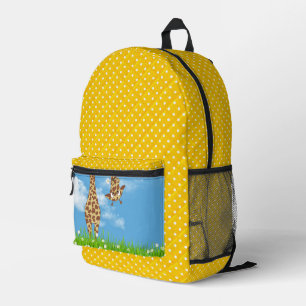 Cute Giraffe and Polka Dots Printed Backpack