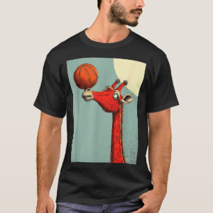 Cute Giraffe Animal Funny Basketball T-Shirt