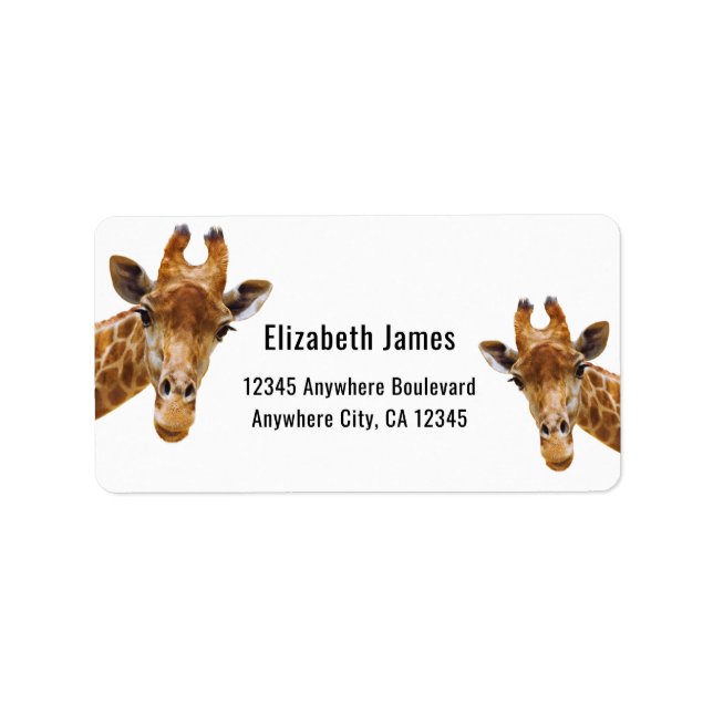Cute Giraffe Animal Personalised Name Label (Front)