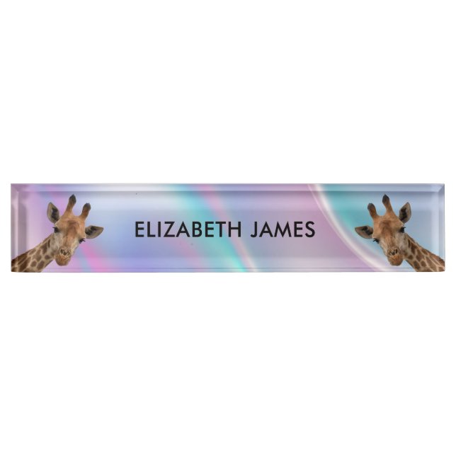 Cute Giraffe Animal Personalised Name Nameplate (Front)