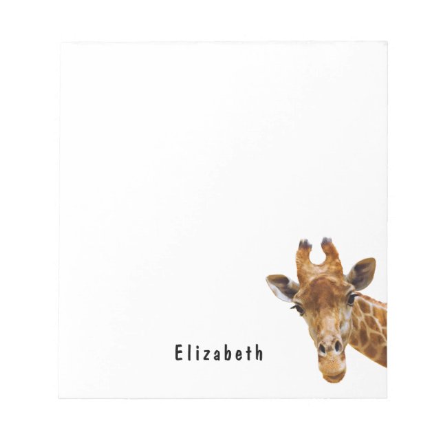 Cute Giraffe Animal Personalised Name Notepad (Front)