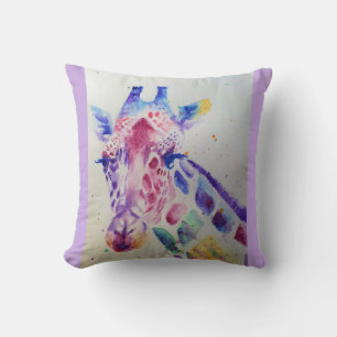 Cute Giraffe Animal Watercolour Painting Cushion