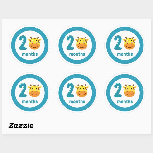Cute Giraffe Baby Monthly Milestone Classic Round Sticker (Sheet)