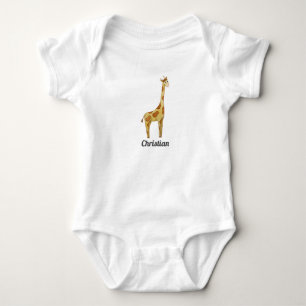 Cute Giraffe Baby Name T-Shirt Bodysuit