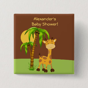 Cute Giraffe Baby Shower Button