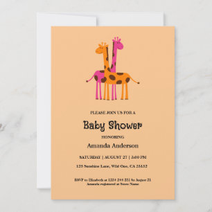 Cute Giraffe Baby Shower Invitations