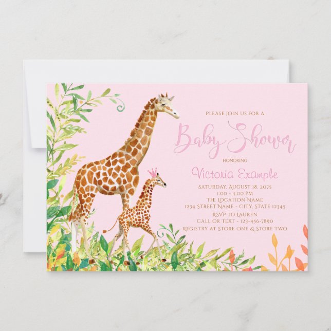 Cute Giraffe Baby Shower Invitations (Front)