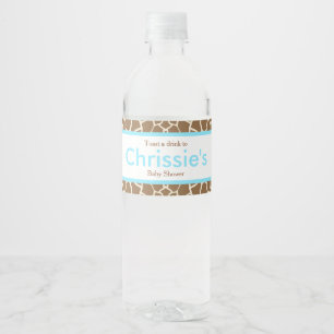 Cute Giraffe Baby Shower Party Water Bottle Label
