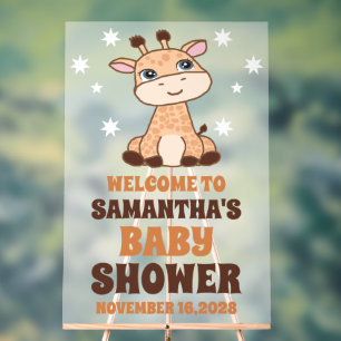 Cute Giraffe Baby Shower Welcome Frosted Acrylic Sign