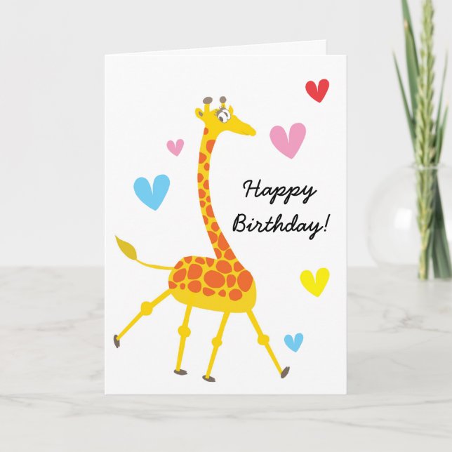 Cute Giraffe Birthday Card (Front)