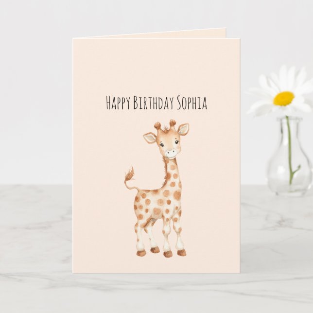 Cute Giraffe Birthday Card (Small Plant)