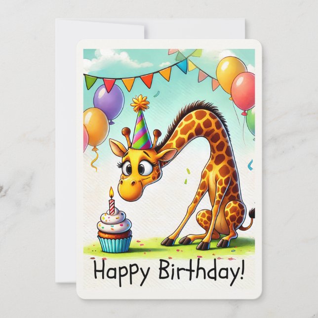 Cute Giraffe Birthday Card  (Front)