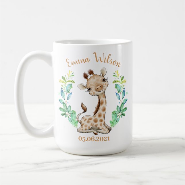 Cute Giraffe Birthday Coffee Mug (Left)