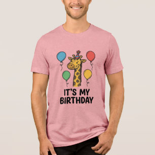 Cute Giraffe Birthday Shirt Vintage Party Design_1