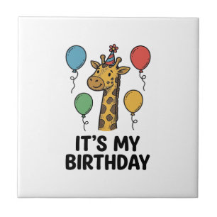 Cute Giraffe Birthday Shirt Vintage Party Design_1 Ceramic Tile