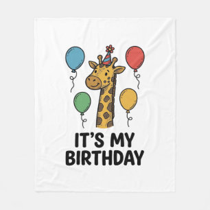 Cute Giraffe Birthday Shirt Vintage Party Design_1 Fleece Blanket