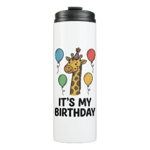 Cute Giraffe Birthday Shirt Vintage Party Design_1 Thermal Tumbler
