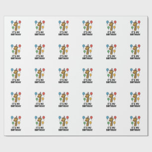 Cute Giraffe Birthday Shirt Vintage Party Design_1 Wrapping Paper