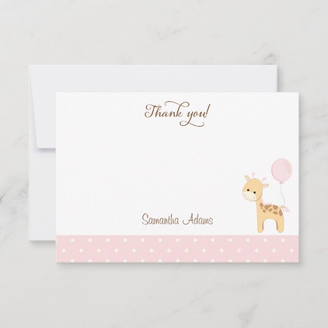 Cute Giraffe Birthday Thank You Card (Front)