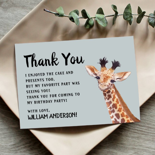 Cute Giraffe Birthday Thank You Card (Creator Uploaded)
