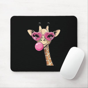 Cute Giraffe Blowing Pink Bubble Gum Sunglasses  Mouse Pad