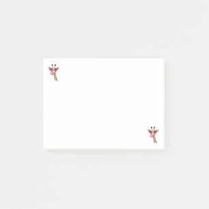 Cute Giraffe Blowing Pink Bubble Gum Sunglasses Post-it Notes