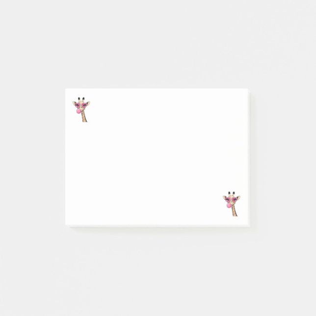 Cute Giraffe Blowing Pink Bubble Gum Sunglasses  Post-it Notes (Front)