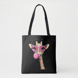 Cute Giraffe Blowing Pink Bubble Gum Sunglasses  Tote Bag
