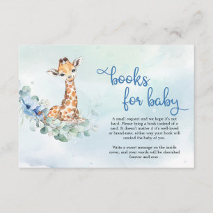 Cute giraffe blue flowers eucalyptus book request enclosure card
