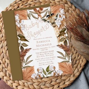 Cute Giraffe Boho Dried Grasses Baby Shower