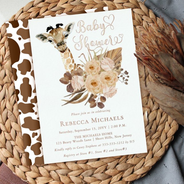 Cute Giraffe Boho Dried Grasses Baby Shower (Creator Uploaded)