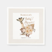 Cute Giraffe Boho Dried Grasses Baby Shower