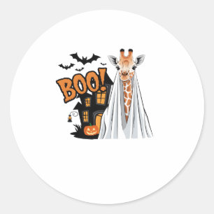 Cute Giraffe Boo Fun Halloween Costume Zoo Lover Classic Round Sticker