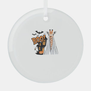 Cute Giraffe Boo Fun Halloween Costume Zoo Lover Glass Tree Decoration