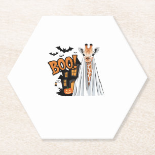 Cute Giraffe Boo Fun Halloween Costume Zoo Lover Paper Coaster