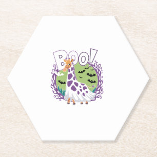 Cute Giraffe Boo Ghost Halloween Costume Zoo Lover Paper Coaster
