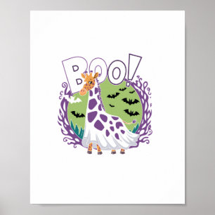 Cute Giraffe Boo Ghost Halloween Costume Zoo Lover Poster
