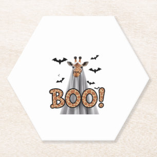 Cute Giraffe Boo Halloween Fun Costume Zoo Lover Paper Coaster