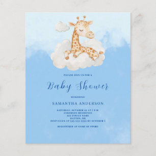 Cute Giraffe Boy Budget Baby Shower Invitation Flyer