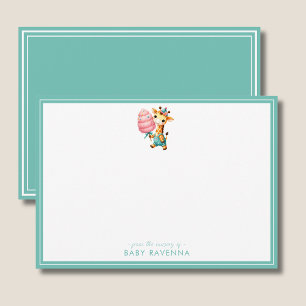 Cute Giraffe Boy with Cotton Candy Baby Shower Card