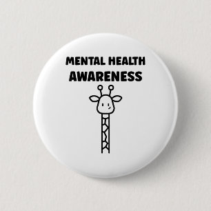 Cute Giraffe Brain Illness Animal Mental Health Aw 6 Cm Round Badge