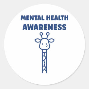 Cute Giraffe Brain Illness Animal Mental Health Aw Classic Round Sticker