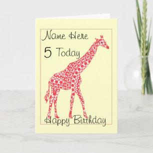 Cute Giraffe Child's Personalised Age Birthday Ca Card