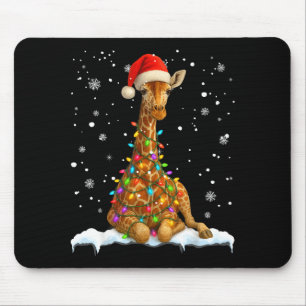 Cute Giraffe Christmas Light Funny Giraffe Lover X Mouse Pad