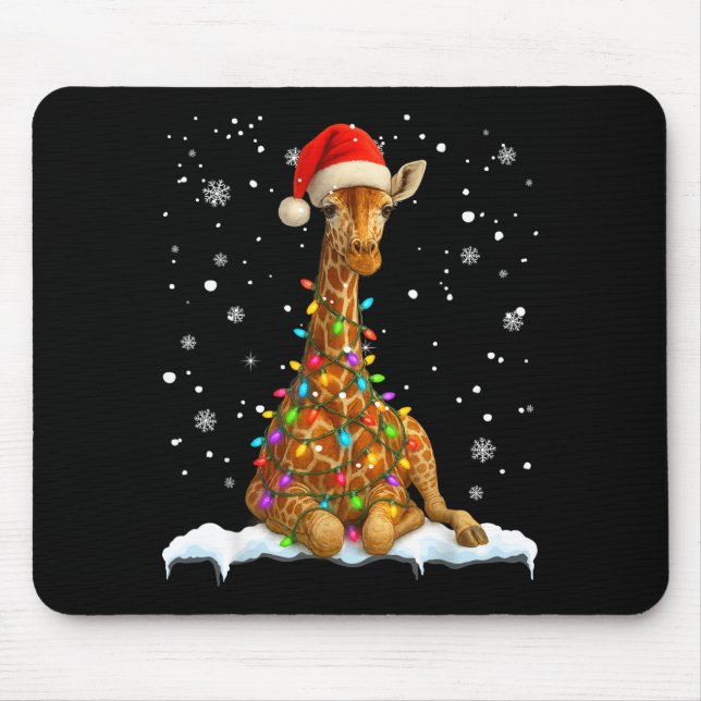 Cute Giraffe Christmas Light Funny Giraffe Lover X Mouse Pad (Front)
